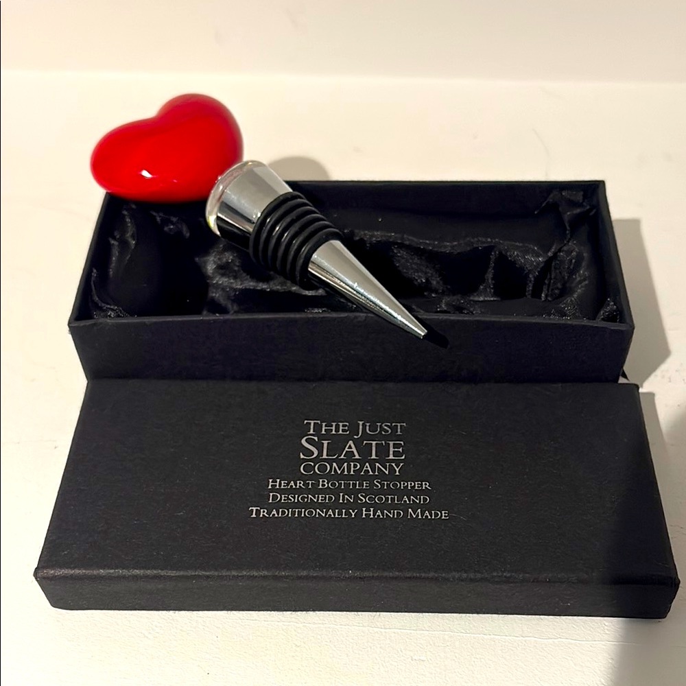 CLEARANCE- The Just Slate Company Valentine's Heart Bottle Stopper